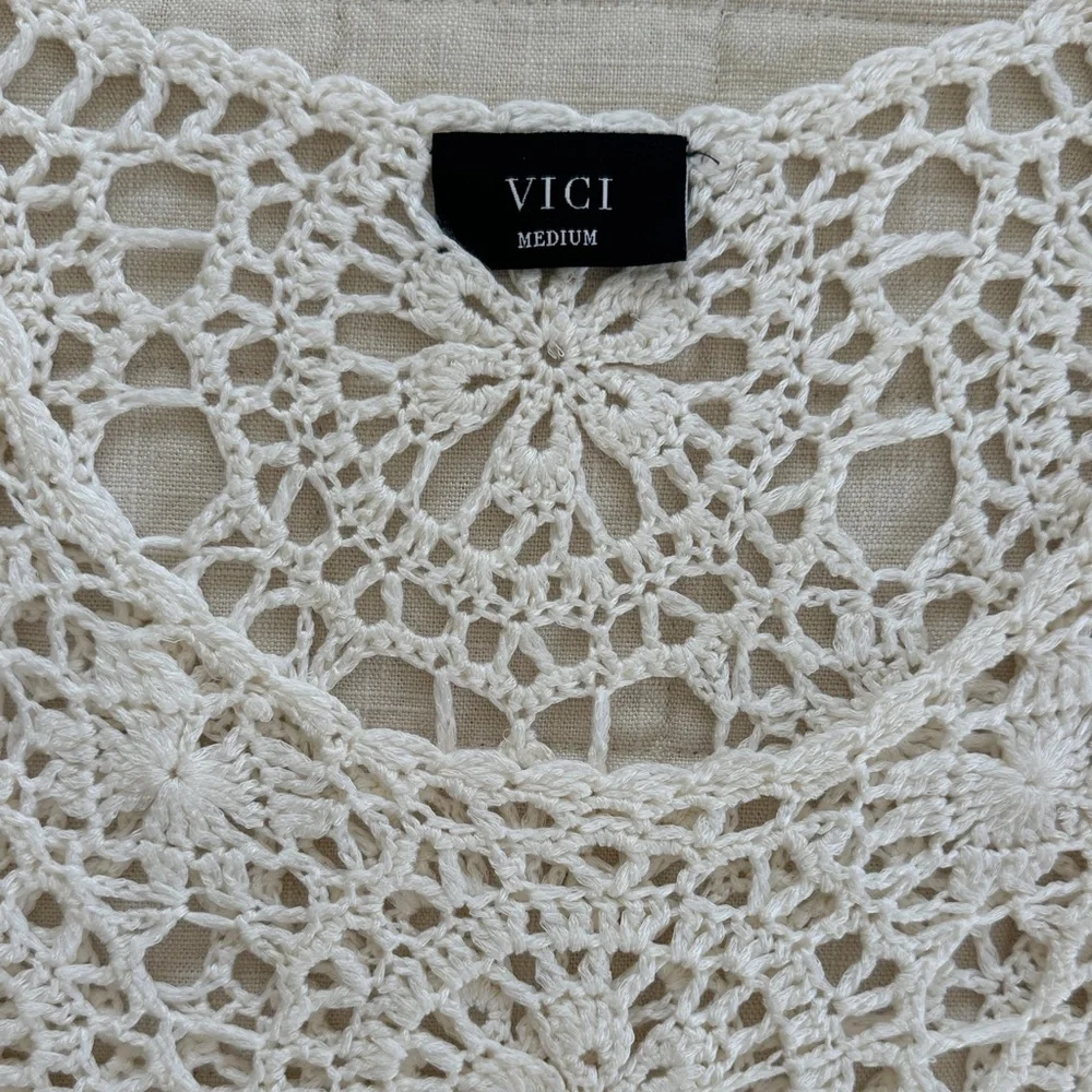 Vici Crochet Lace Crop Top in Cream - Picture 2 of 2